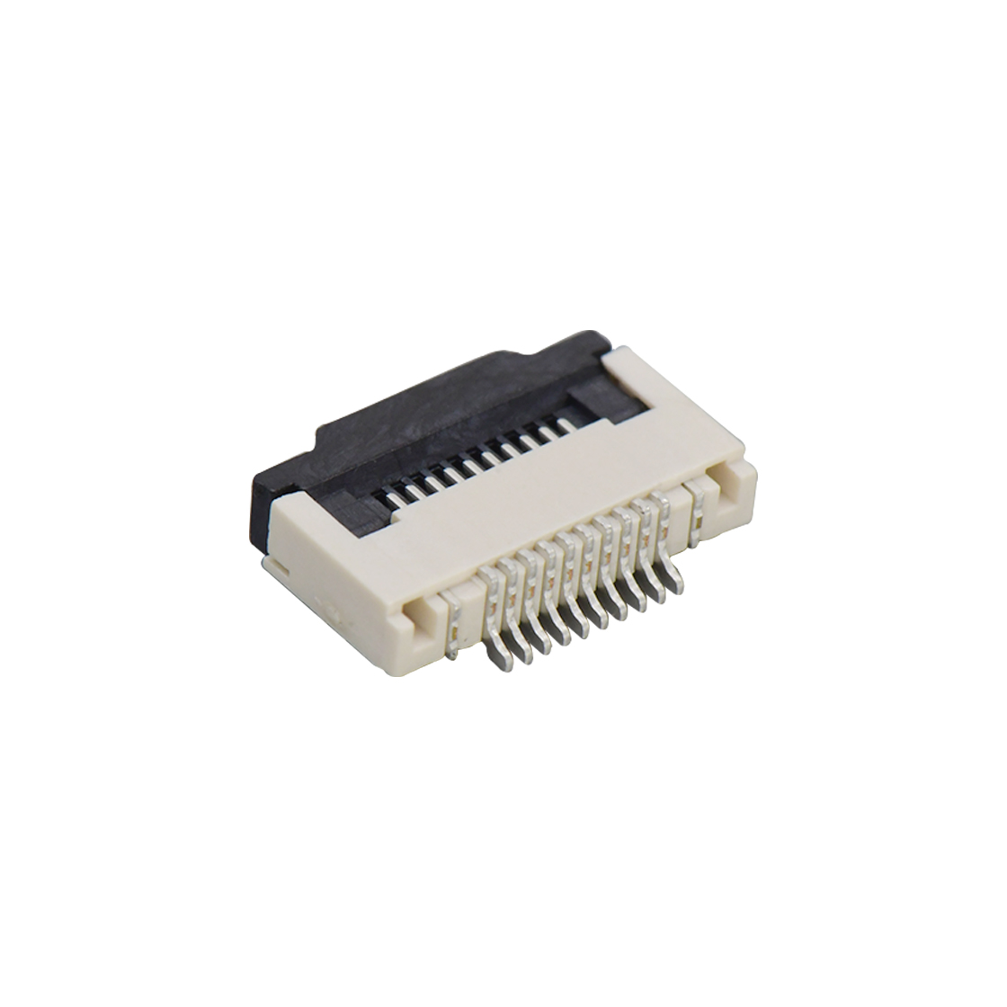 F0501 FPC FFC连接器Pitch 0.50mm 90°H2.00mm ZIF前掀盖下接触卧贴 FPC 10Pin米黄色 镀雾锡